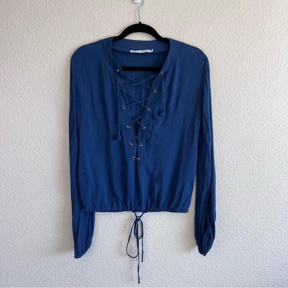 Faithfull The Brand Lace Up Long Sleeve Cropped Blouse - Picture 1 of 11